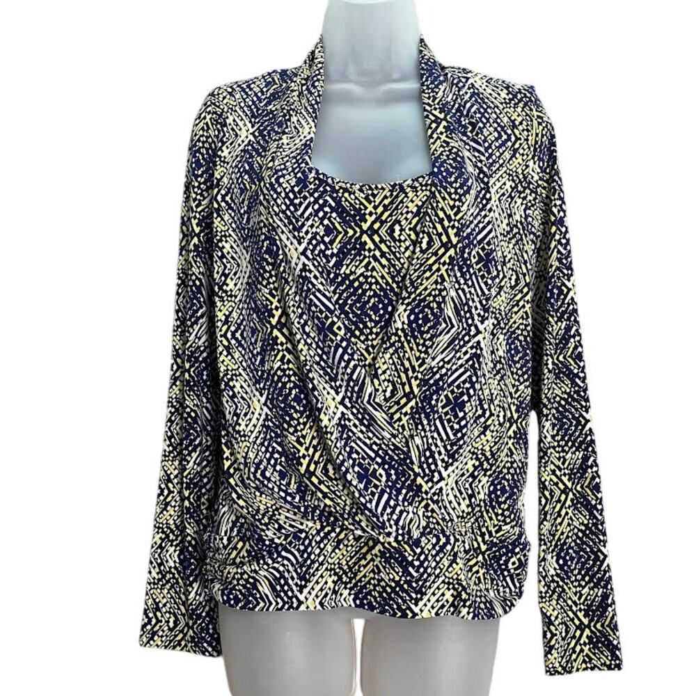 Anne Klein Layered Multicolor Long Sleeve Blouse‎ Size Small